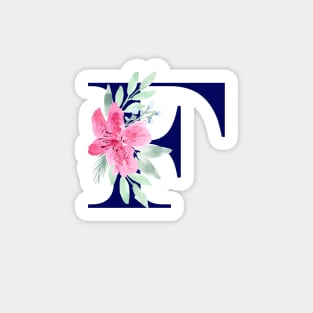 Watercolor Floral Letter F in Navy Sticker